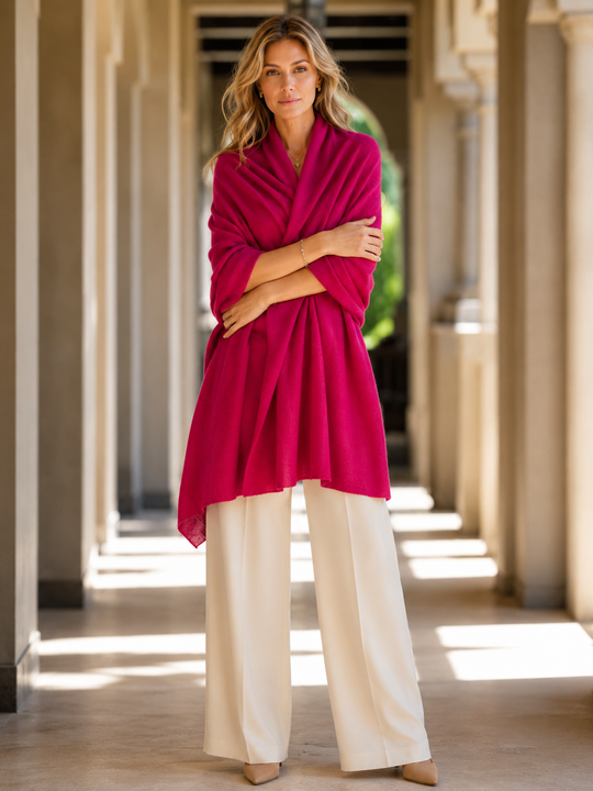 100% Cashmere 2 ply Knitted Julian Oversized Wrap -Unisex -30 Colours available