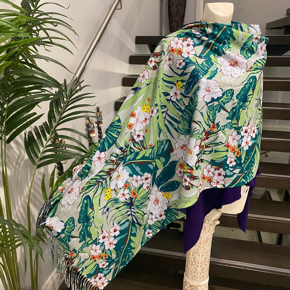 DEIA floral Green Scarf-Double side