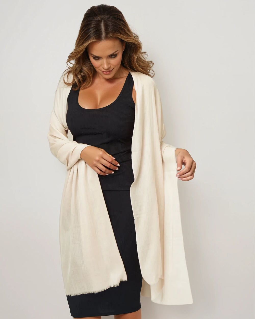 Ivory Cream Julian 100% Ultra fine Pashmina cashmere