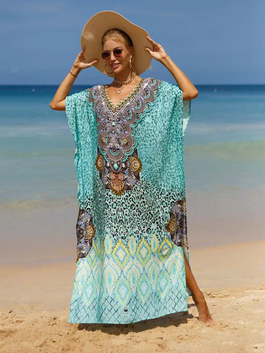 Tropical Resort Cotton Bamboo Kaftan-O/S AU 10-20