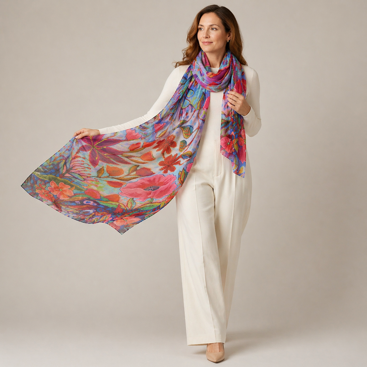 Cashmere Printed Wearable art Julian Scarf-More Designs Available