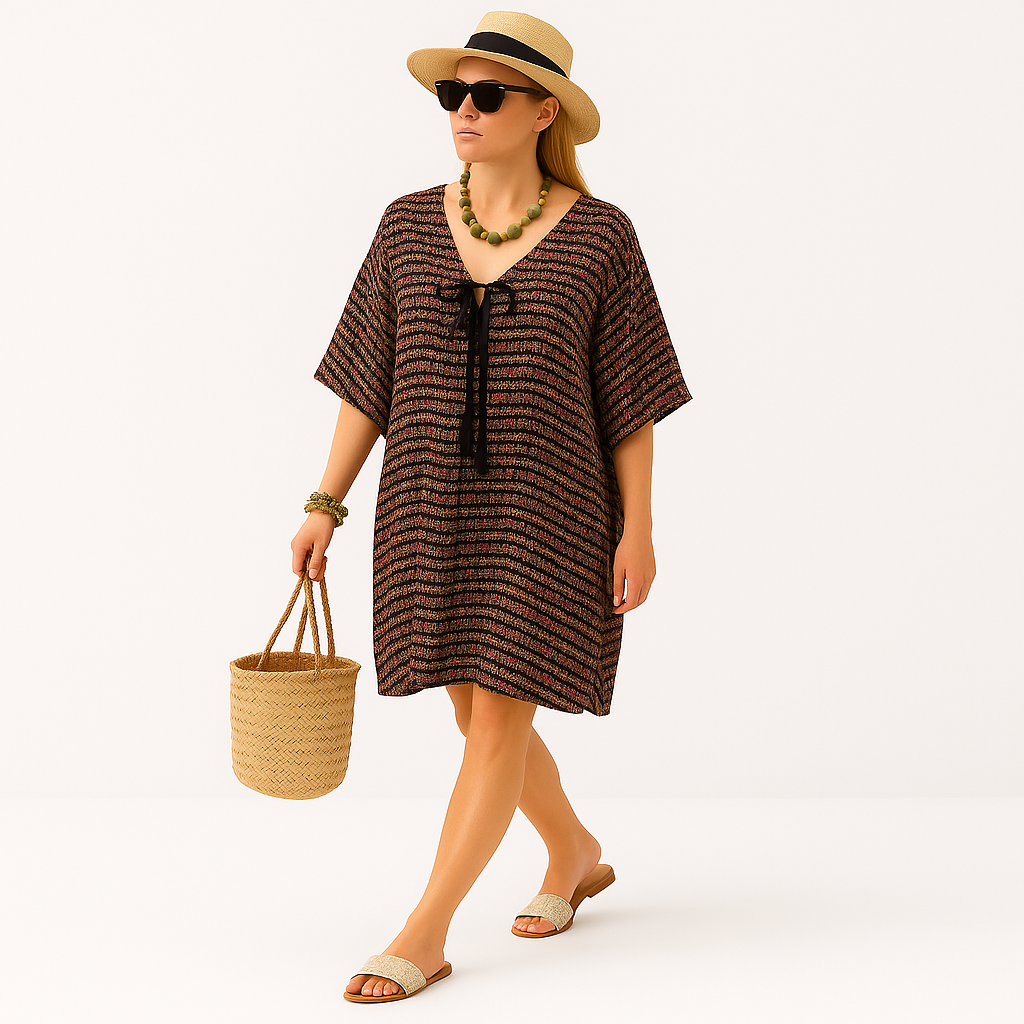 Maya Kaftan Top Tunic Sizes Available AU 14-30-Black n Brown