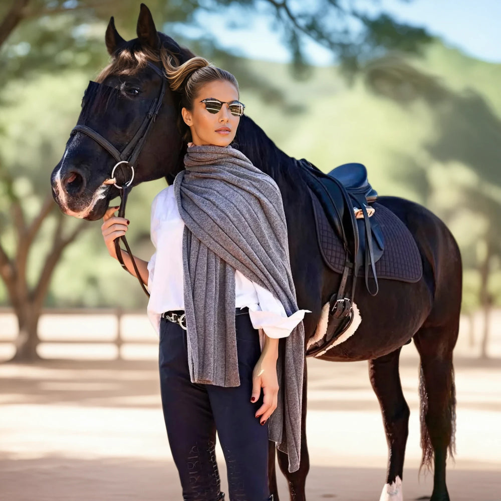 Julian 100% Pashmina Cashmere Extra large Travel Wrap/Shawl-Charcoal Grey