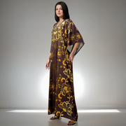 Brown n Gold Embellished Maya kaftan AU 10-18