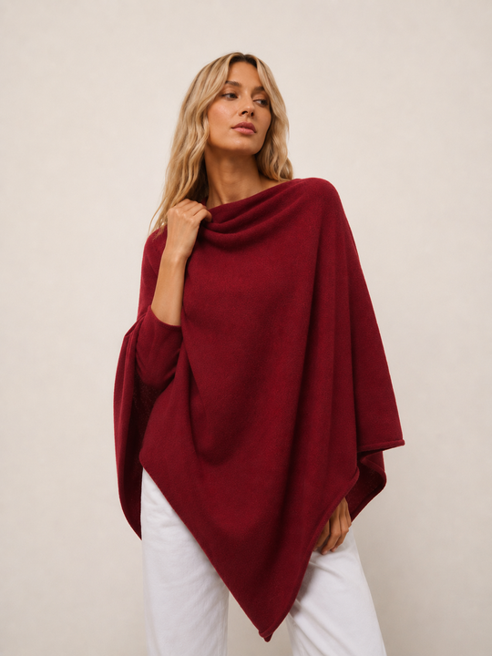 Berry  100% Cashmere Oversized Julian Poncho