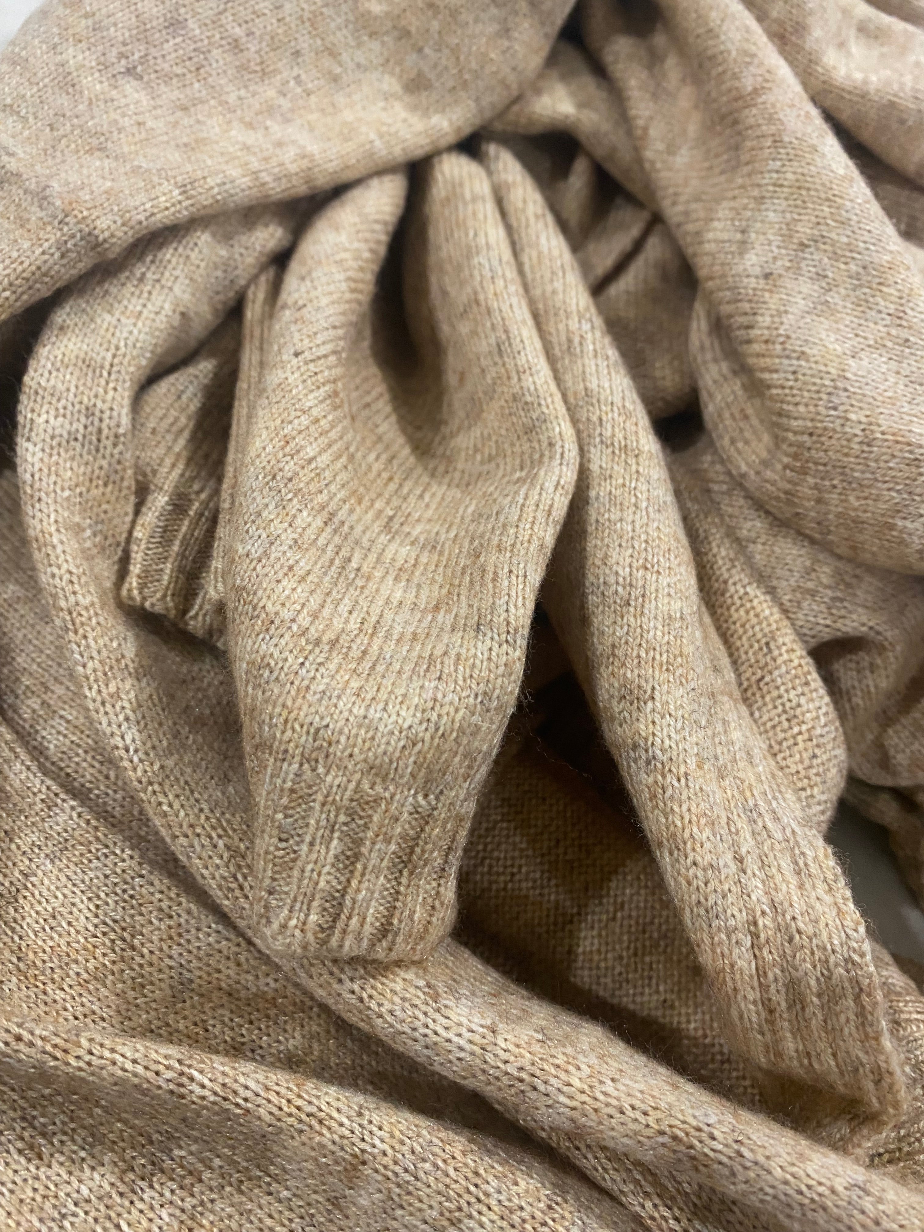 Oatmeal Julian 100% Cashmere Knitted 2 Ply  Extra large Travel Wrap/Shawl