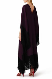 Fringed Formal  MIDI Coco Bella Silk Blend kaftan Maxi- Wine black