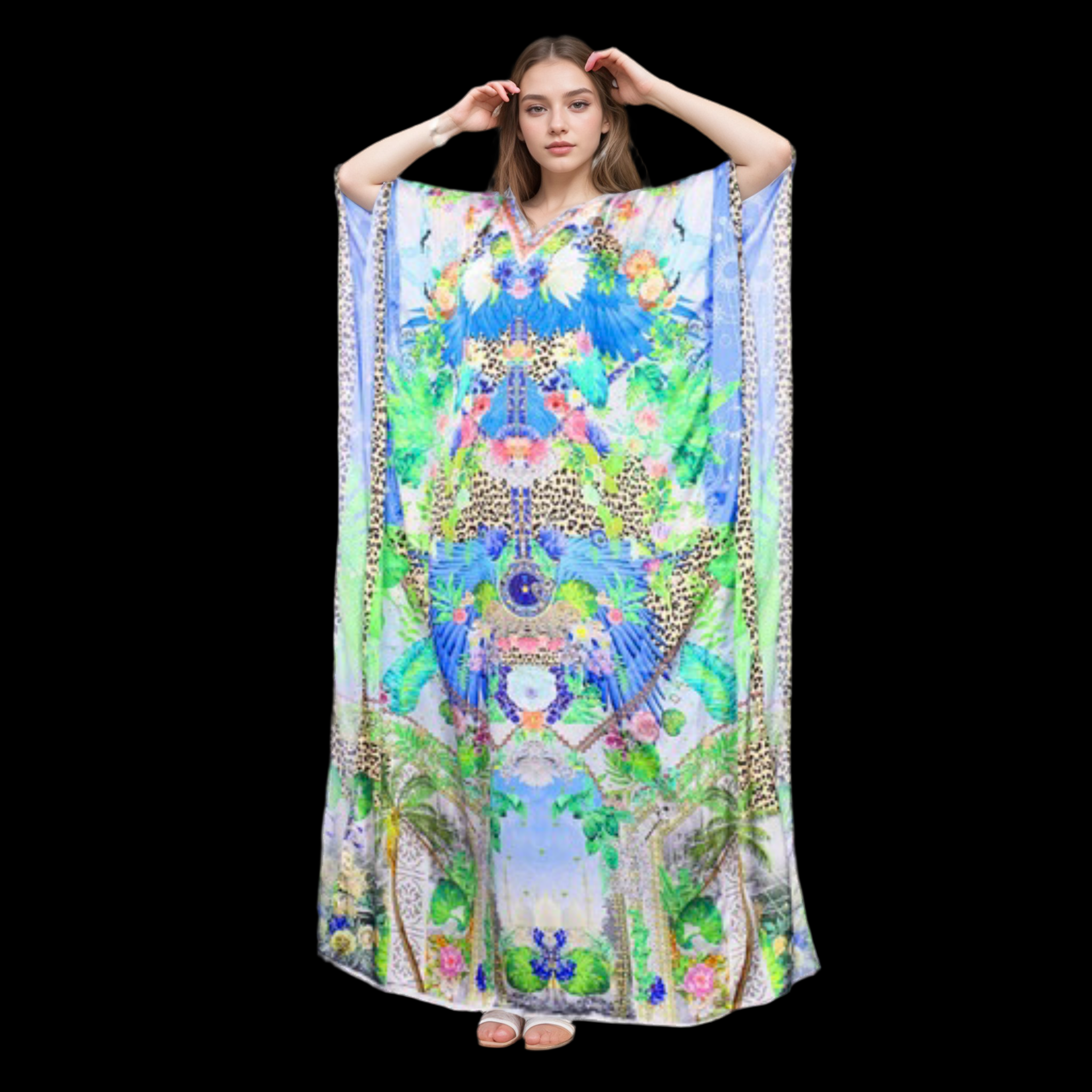 Forest Fern Embellished Maya kaftan AU 12-26