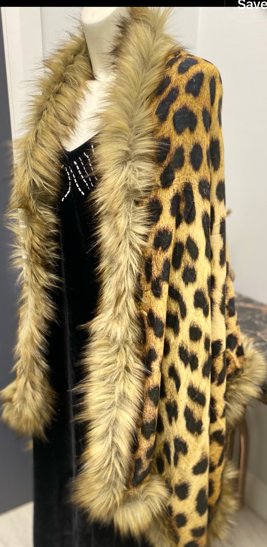 Faux Fur Animal Brown Cashmere Shawl