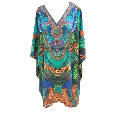 Maya Embellished Silk Mix kaftan Tunic Top Sizes Available AU 16-26