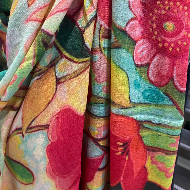 Floral Whispers - 100% Cashmere Julian Scarf /Wrap