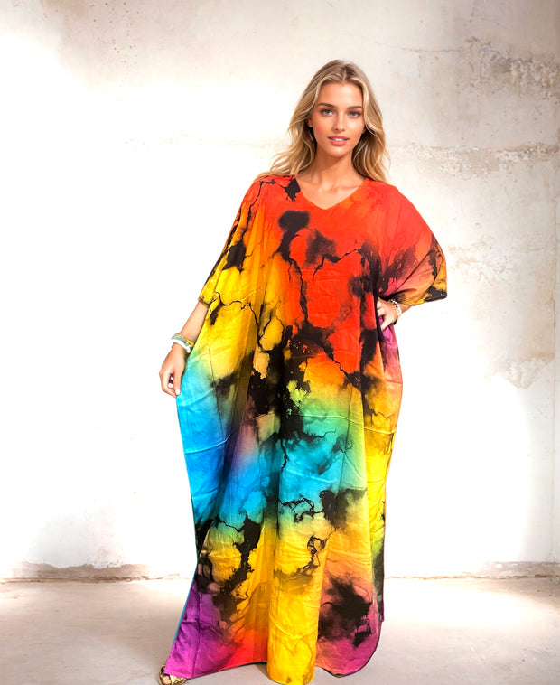 Colourful cotton rayon Kaftan Sizes available AU 22-32