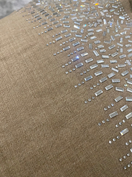 Julian Pure Cashmere Silver Beaded Crystals Handwoven Wedding Wrap Scarf