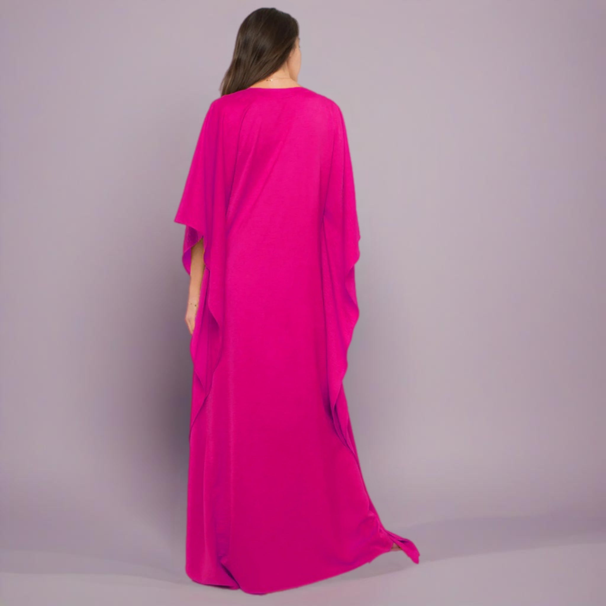 MAYA Fuchia Long Cotton Rayon Kaftan Dress Sizes available AU 12-28