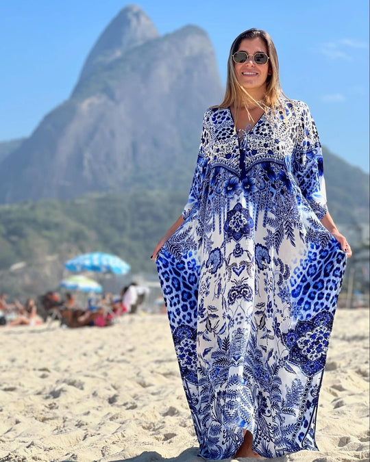 Bloodom White Silk Luxurious Coco Bella kaftan 12-20
