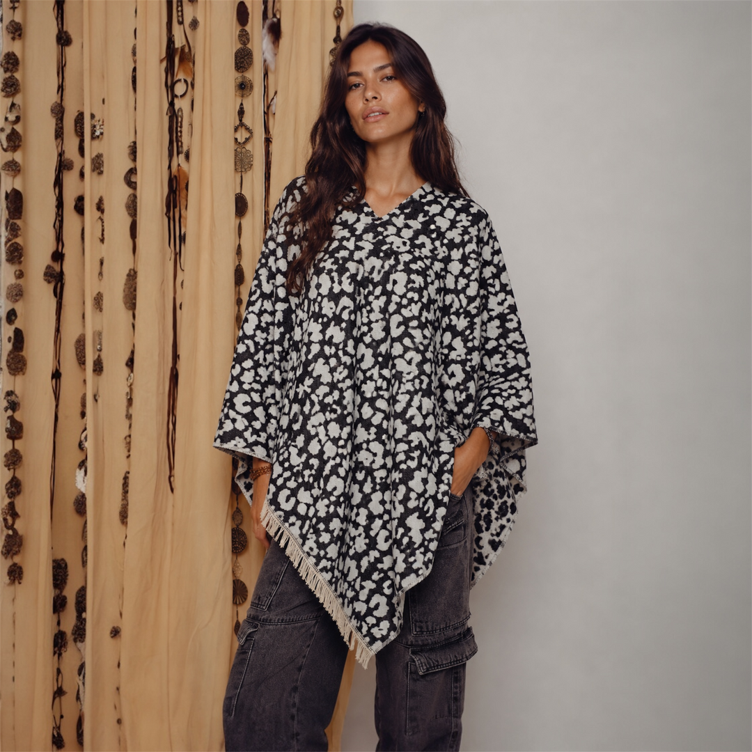 Grey Black Poncho Free size-AU 8-18