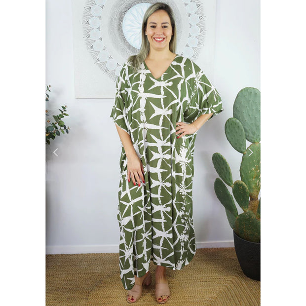 Rayon Maya Kaftan Dress One Size Fits All 12 to 26