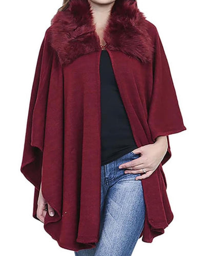 Faux Fur Wrap Coat Poncho Free Size