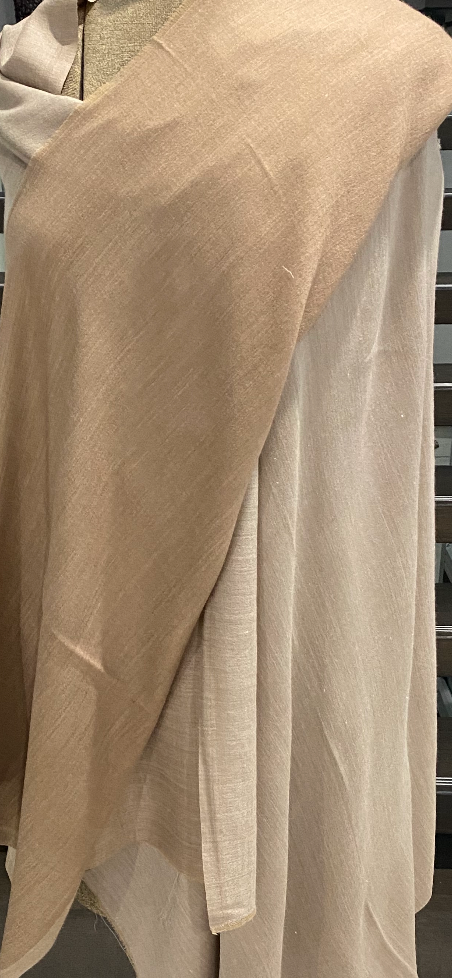 Natural & Beige Handwoven Pure Cashmere Julian Wrap Shawl.