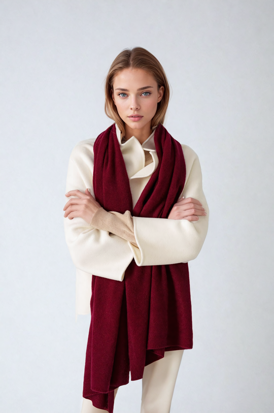 Maroon Julian Pure Cashmere Travel Wrap-New Soulful Collection