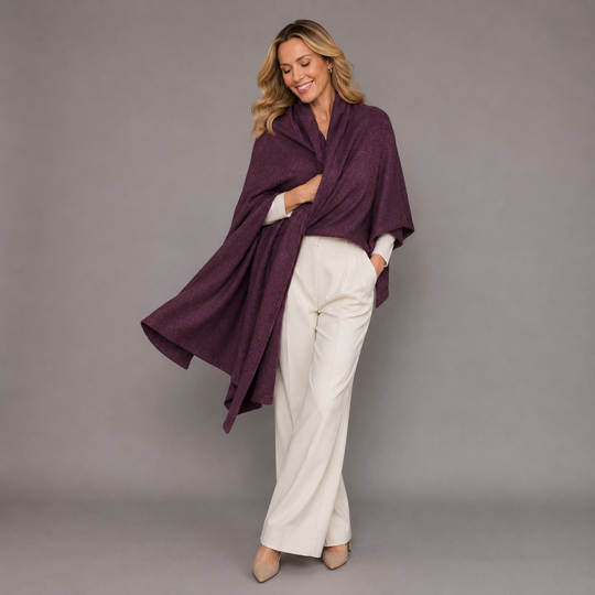 Cashmere Heather Plum Luxe Julian Travel Wrap
