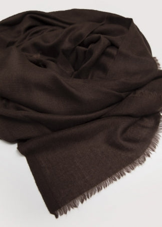 Darkest Brown Julian handwoven pure cashmere scarf