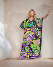 Purple floral  rayon Kaftan Sizes Available AU 12-28