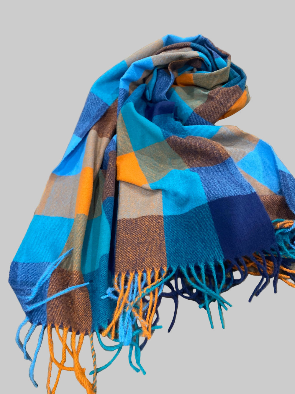 Colour Plaid Fringe wool blend Winter Scarf/ Stole