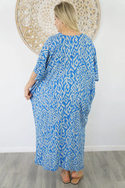 Blue Asmat Maya Kaftan Fits Upto AU 26