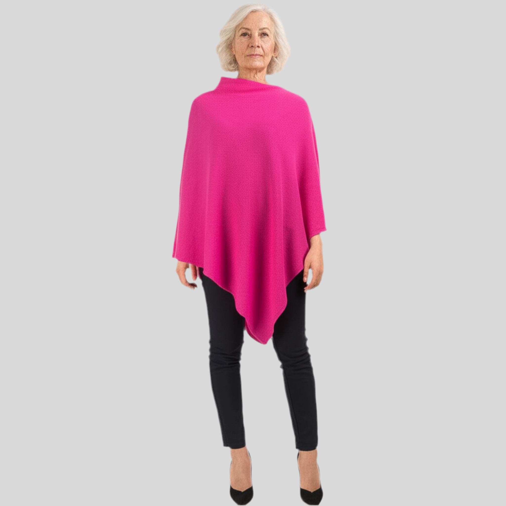 Fuchsia 100% Cashmere Oversized Julian Poncho