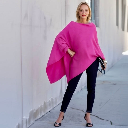 Fuchsia Cashmere Oversized Julian Poncho