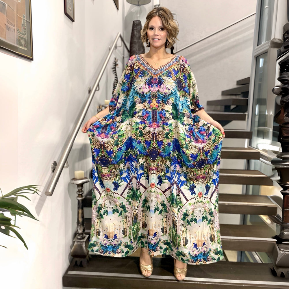 Royal Darls Maya Silk Mix Bling Kaftan.Sizes Available AU 12-32