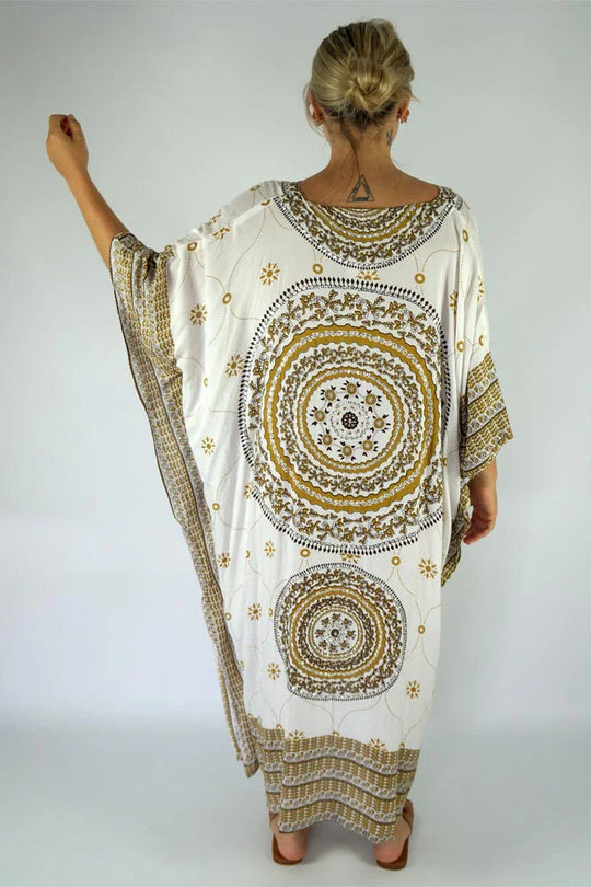 White taupe  Maya Bling Long Kaftan OSFA AU 12-26