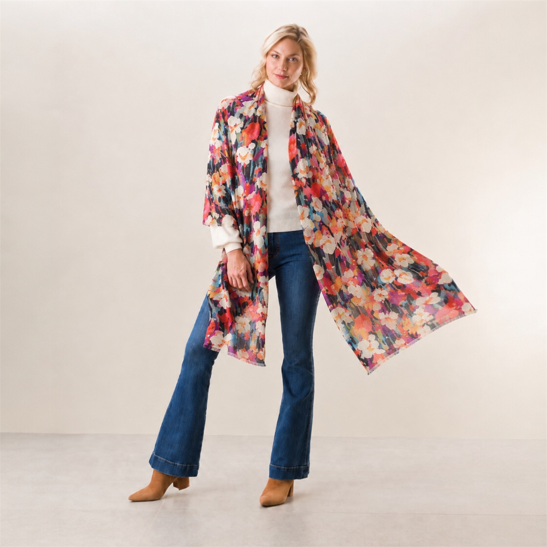 Bohemian Garden Cashmere Printed Ultra fine Julian Scarf