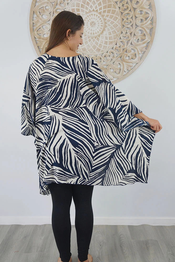 Maya Short Top Tunic One Size 14-26 -Navy Blue