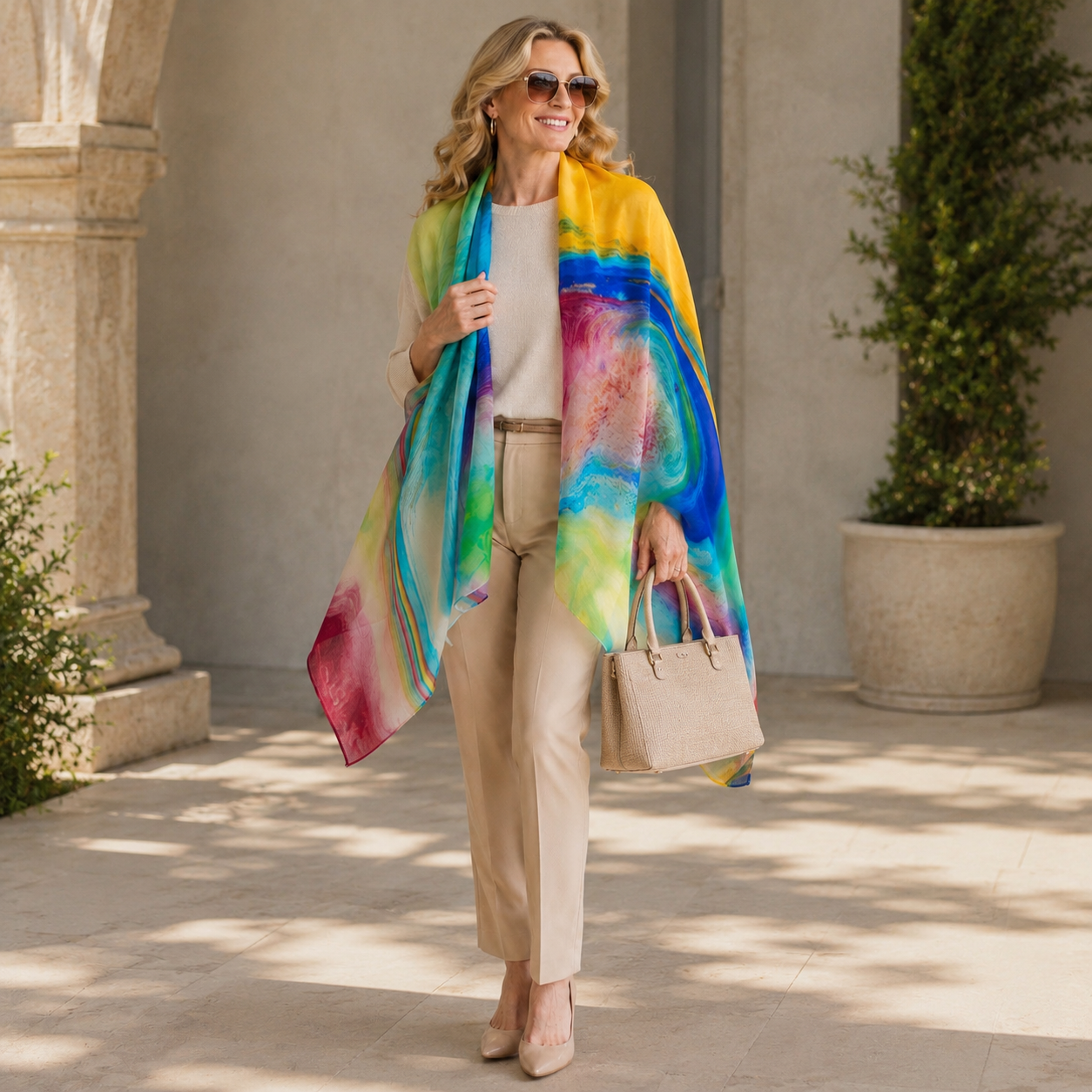 Cashmere Printed Wearable art Julian Ultralight Scarf-More Designs Available