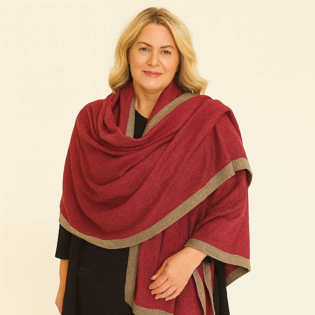 100% Cashmere 2 ply Large knitted Julian Wrap/ Scarf