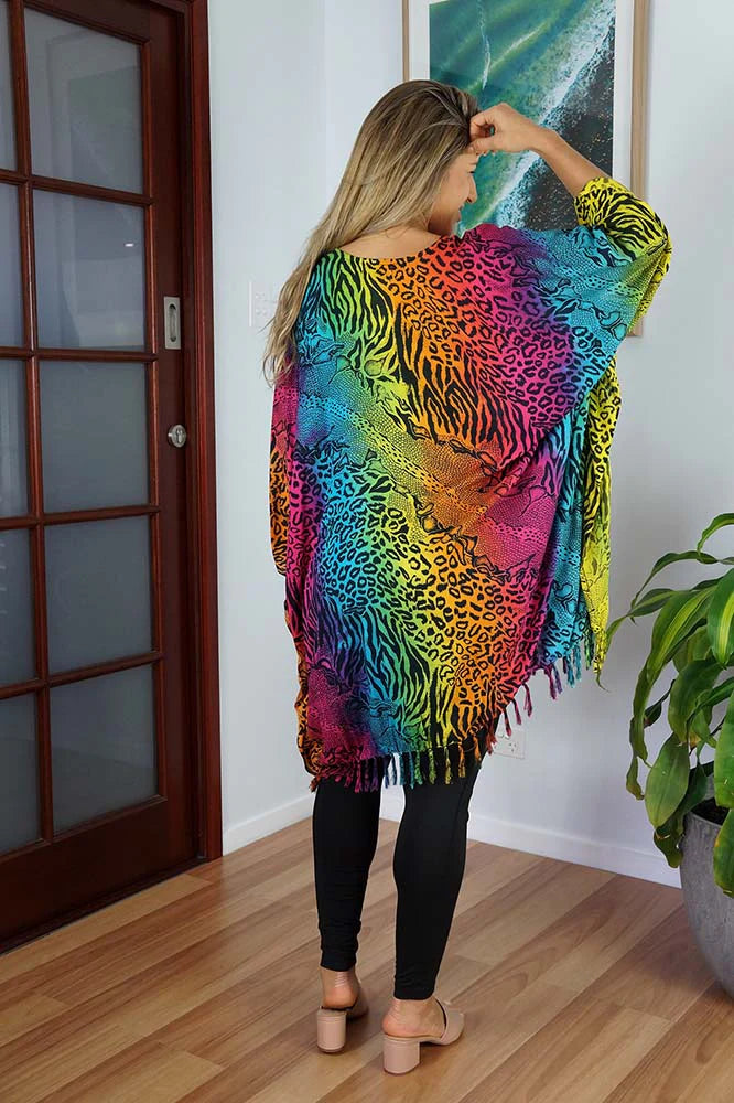 Tropical Maya Top Tunic Coverup Kaftan OFSA 14-26