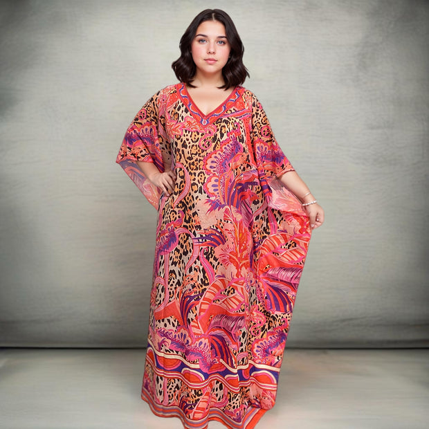 Maya Silk Mix Bling Kaftan.         Sizes Available AU 12-32