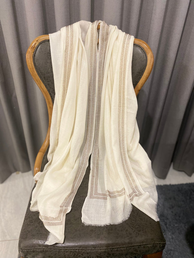 100% Cashmere Embroidered Julian Scarf /Wrap