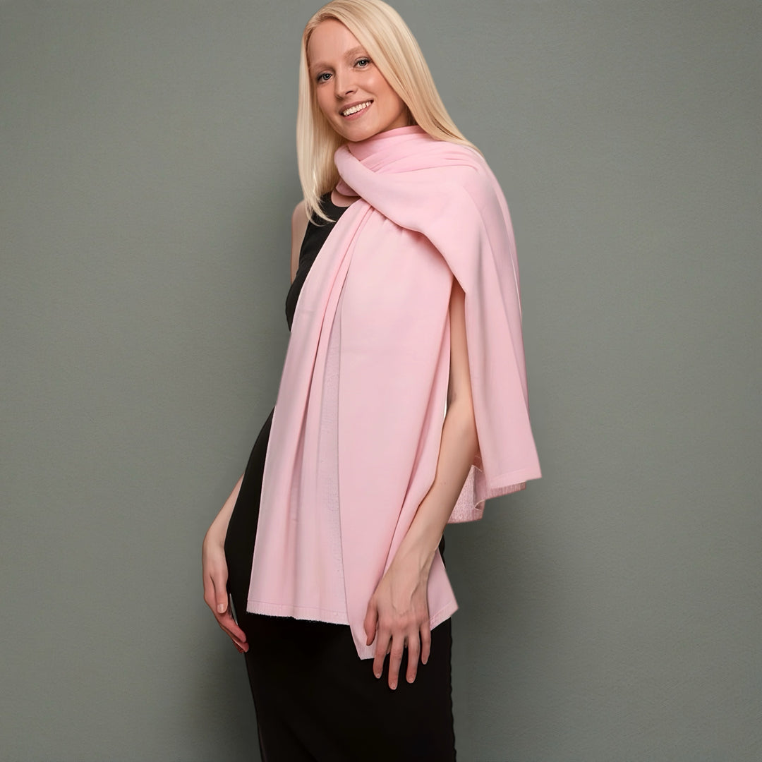 Julian 100% Cashmere Knitted Extra large Travel Wrap/Shawl-Pink