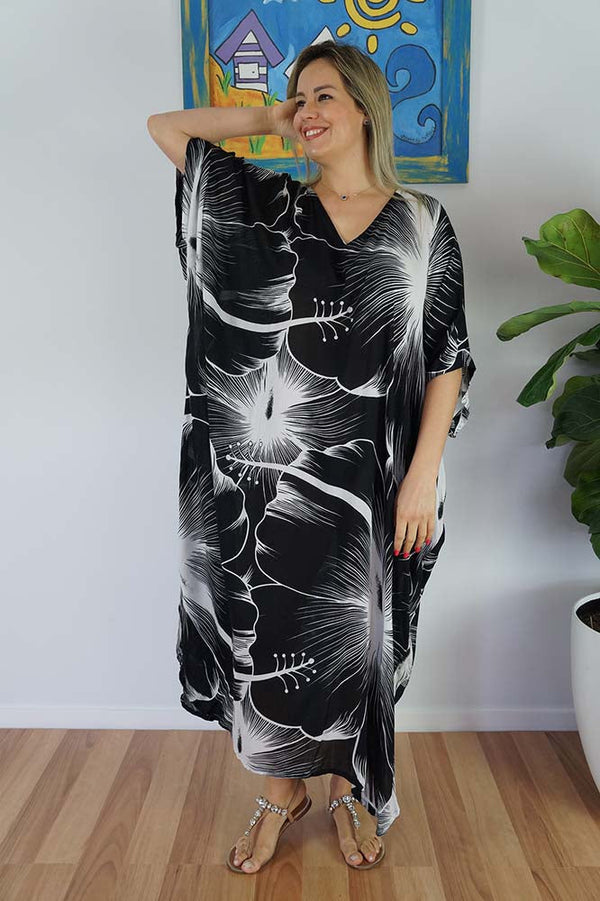 Animal Print Rayon Maya Kaftan Dress One Size Fits All 16 to 26