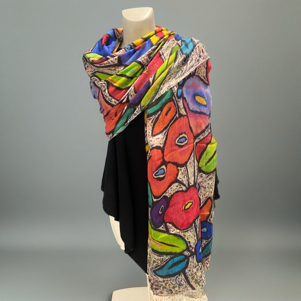 Floral Gloria 100% Cashmere Julian Scarf /Wrap