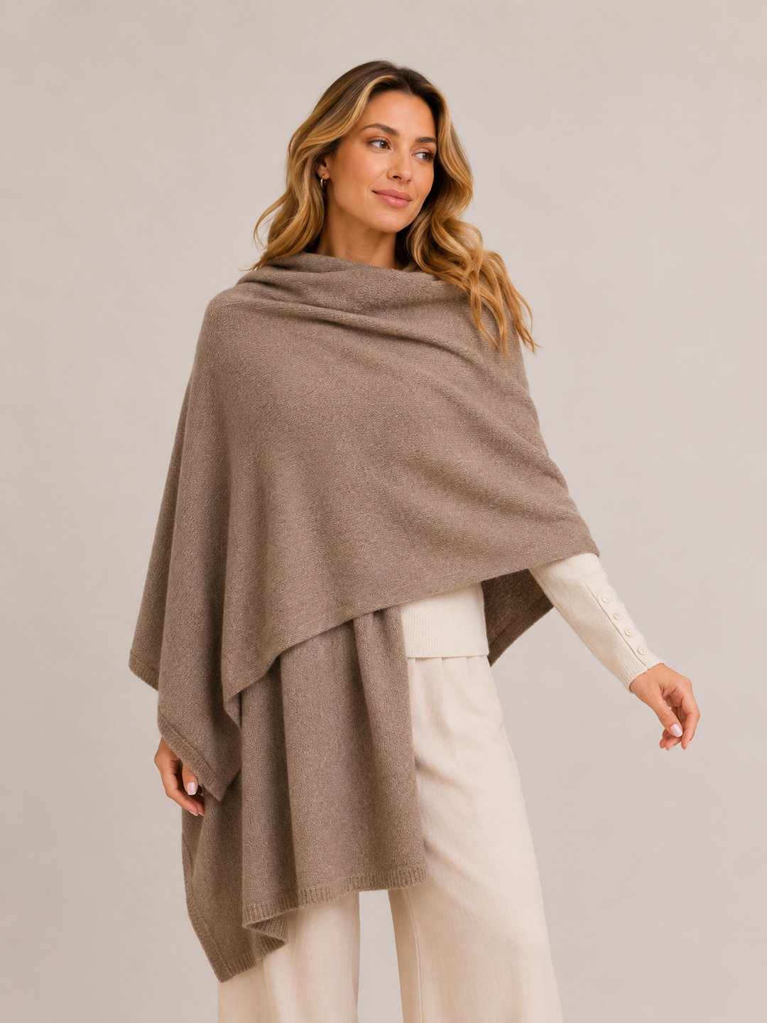 Julian Cashmere Extra large Travel Wrap/Shawl-Taupe Melange