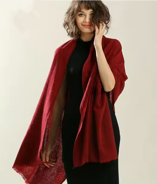 Burgundy Pure Cashmere handwoven Julian Scarf Shawl/Wrap