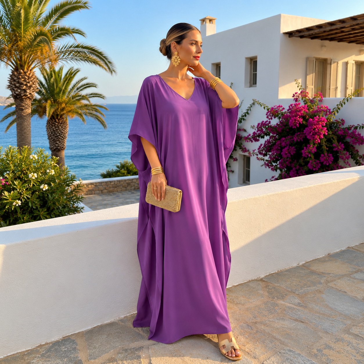 Maya Bohemian Premium Rayon kaftan - Sizes Available AU 14-32-Orchid