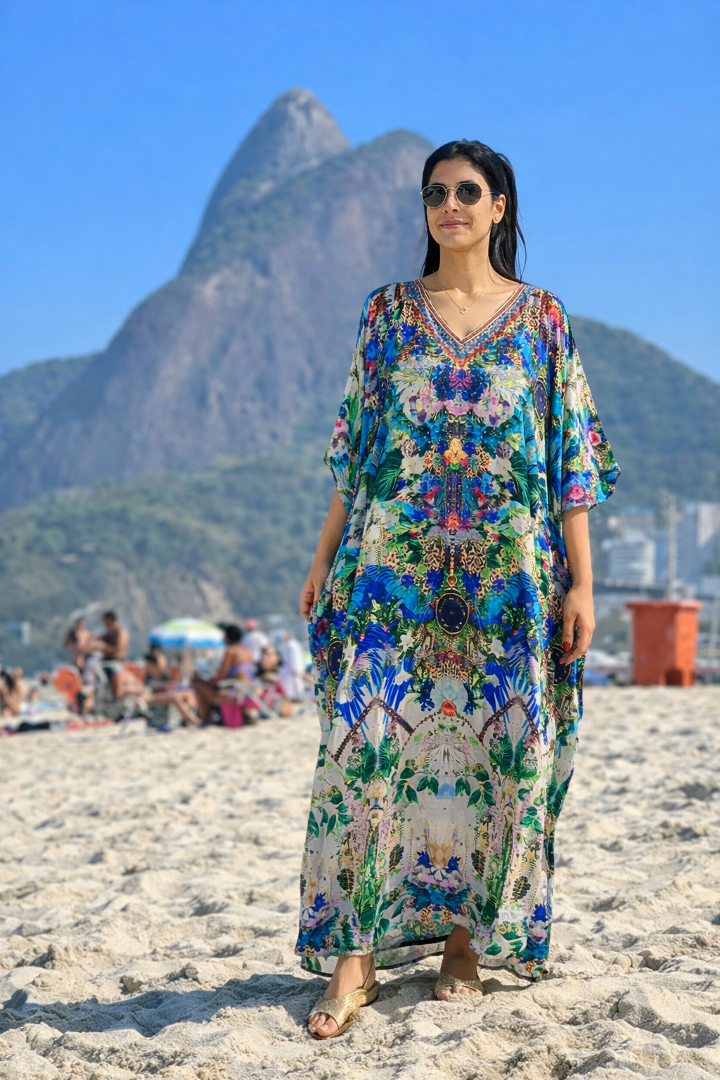 Royal Micanaa Maya Silk Mix Bling Kaftan.Sizes Available AU 12-32