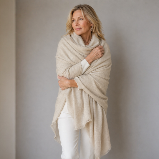 Julian Oversized handwoven pure cashmere scarf