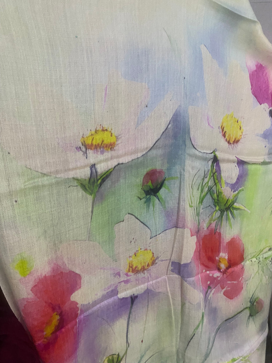 Cashmere Ultra fine Julian Scarf Lillies in My Garden