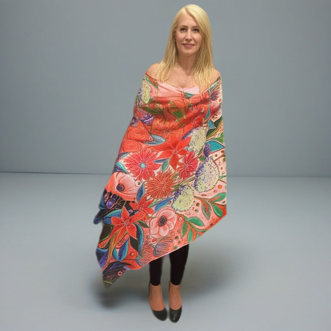 Wearable art 100% Cashmere Julian Scarf /Wrap